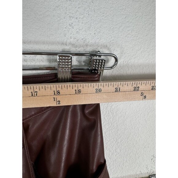 Abercrombie 90s Curve Love Straight Ultra High waist faux leather pants Maroon s - Picture 4 of 10